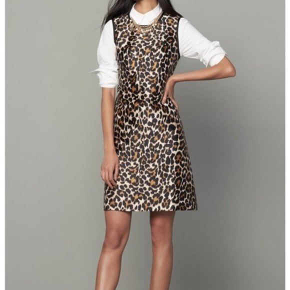 J. Crew Leopard animal Print A-Line Shift dress - Picture 2 of 12